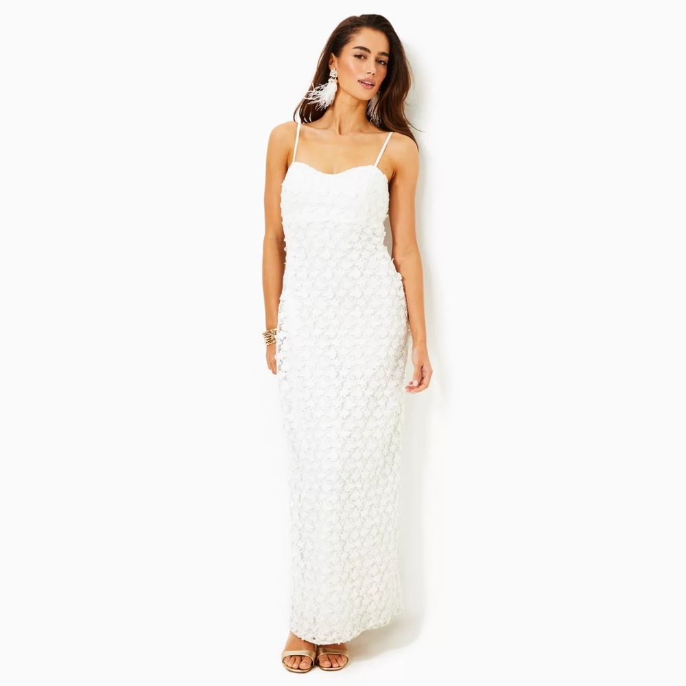 NWT Lilly Pulitzer Gillian White Lace Maxi Slip Dress Below $328 Retail Size 6